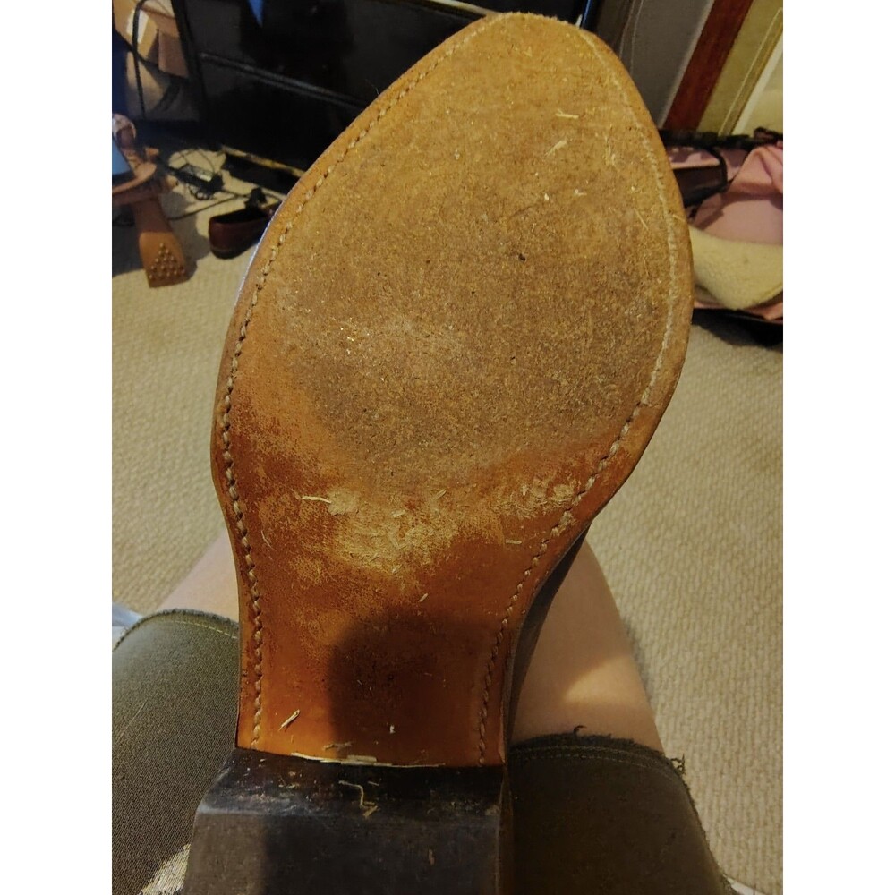 Vintage Western Leather Cowboy Boots Mens Brown Pointed Toe Shaft Stitching ~7 - Picture 6 of 8